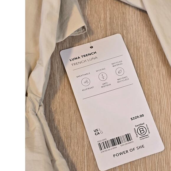 NWT Athleta Luna Trench Coat Beige Lightweight Utility Jacket Womens L - Picture 5 of 5